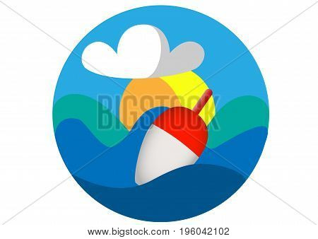 Fishing float logo red with white drawing