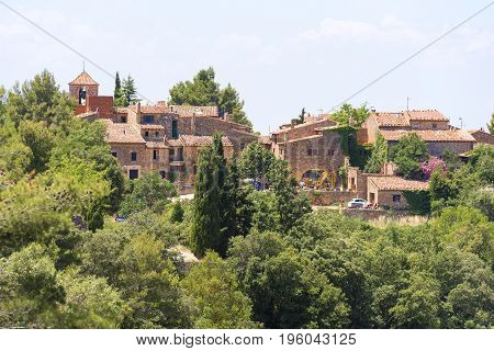 View Of The Village Siurana De Prades, Tarragona, Catalunya, Spain. Copy Space For Text.
