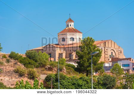 View Of Mont-roig Del Camp And The Church Of St. Miguel, Tarragona, Catalunya, Spain. Copy Space For