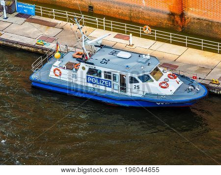 Polizei (police) Boat In Hamburg Hdr