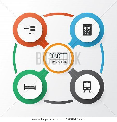 Traveling Icons Set. Collection Of Certificate, Direction, Doss And Other Elements