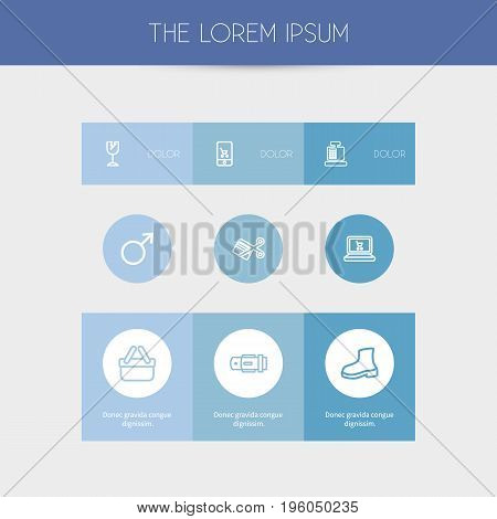 Set Of 9 Editable Trade Outline Icons. Includes Symbols Such As Broken Glass, Female Sign, Till And More