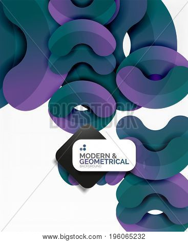 Abstract color geometric round shapes on white - elements with shadow, colorful composition