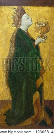 ZAGREB, CROATIA - FEBRUARY 17: St. Elisabeth, the altarpiece from the parish church of St. Vitus in Vrbovec, Zagreb, Croatia on February 17, 2015.