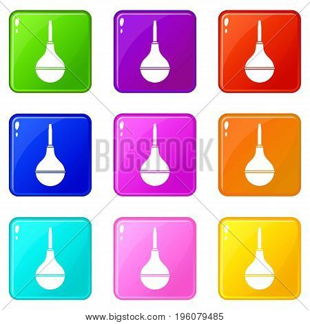 Medical pear icons of 9 color set isolated vector illustration