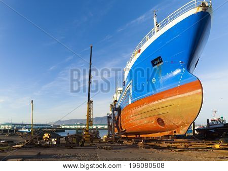 ship maintenance port of Reykjavik in summer Iceland