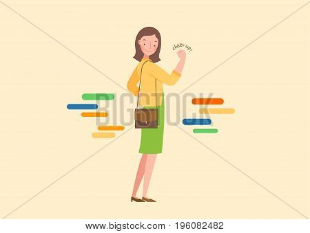 The woman is cheering. Lifestyle concept illustration.