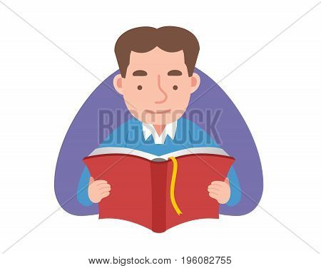 The man is reading a book. vector illustration.