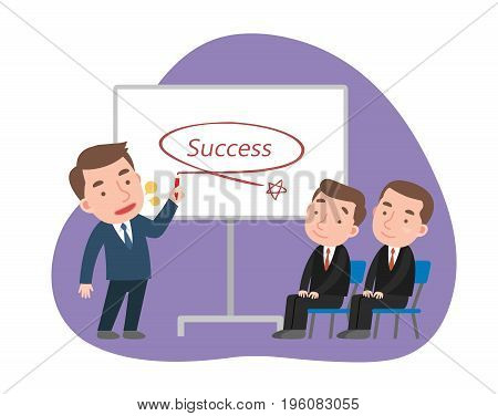 man who is making a presentation. vector illustration.
