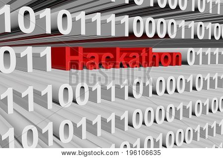Hackathon in the form of binary code, 3D illustration