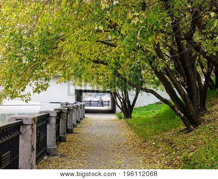 Public Park At Autumn In Moscow, Russia