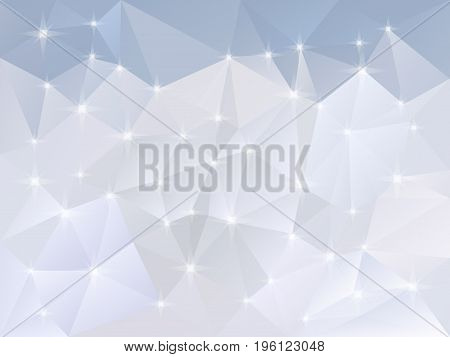 vector abstract irregular polygon background with a triangle pattern in light snow blue and white color with reflection
