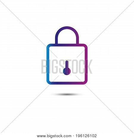 Lock line icon. Inline. Purple. Vector illustration.