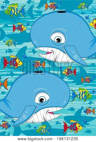 Tropical Fish & Cute Whale