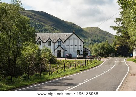 Hotel in Lochailort but the road A830 near Glenfinnan. Scotland. Spring 2017
