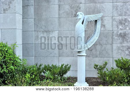 Galway City Hall Irish Swan Harp Sculpture Ireland Jul 2017