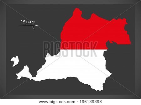 Banten Indonesia Map With Indonesian National Flag Illustration
