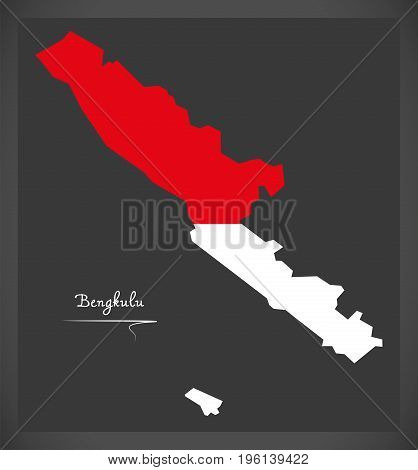 Bengkulu Indonesia Map With Indonesian National Flag Illustration