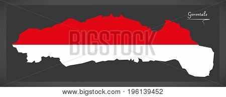 Gorontalo Indonesia Map With Indonesian National Flag Illustration