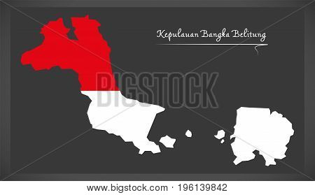 Kepulauan Bangka Belitung  Indonesia Map With Indonesian National Flag Illustration