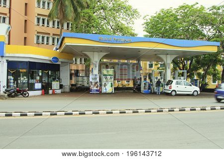 Goa India - March 01 2016: Gas station Bharat Petroleum in Panjim