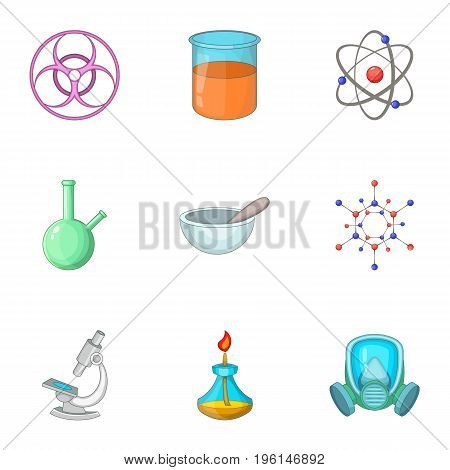 Laboratory equipment icons set. Cartoon set of 9 laboratory equipment vector icons for web isolated on white background