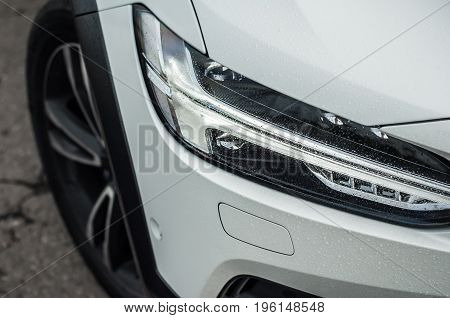Moscow, Russia - May 3, 2017 Volvo V90 Cross Country, Front-side View. Test Of New Volvo V90 Cross C