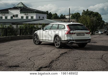 Moscow, Russia - May 3, 2017 Volvo V90 Cross Country, Front-side View. Test Of New Volvo V90 Cross C