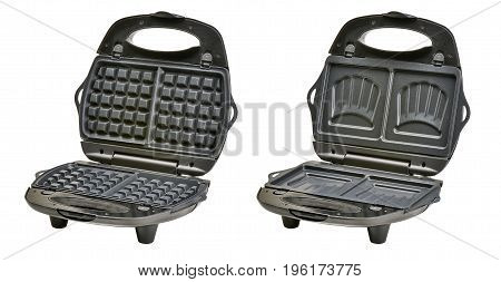 Open Waffle And Croque-monsieur Iron Maker Isolated