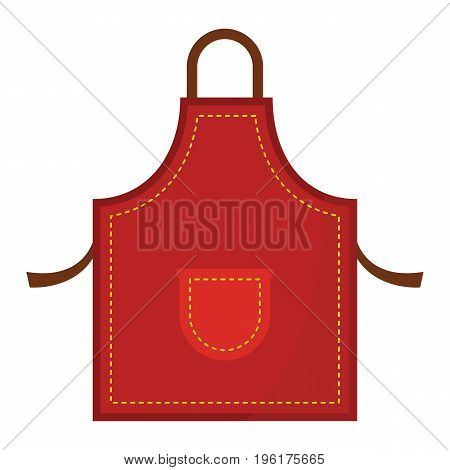 Red kitchen apron icon vector iilustration isolated on white background. Cartoon flat apron for design and web