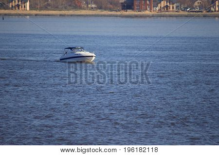 Boat speed boat on the sea with sky natural beauty.