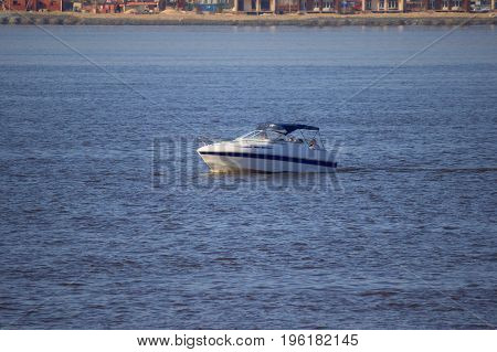 Boat speed boat on the sea with sky natural beauty.