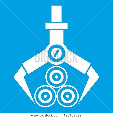 Log loader icon white isolated on blue background vector illustration