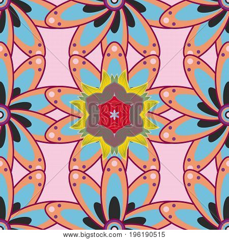 Gentle Spring Floral On Colorful Background. Vector Illustration. Vector Floral Pattern In Doodle St