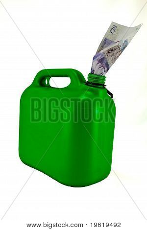 Combustible puede con dinero
