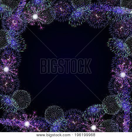 Frame from fireworks, vector illustration holiday art.