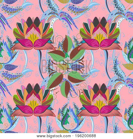 Watercolor Effect. Vector Pattern. Botanical Seamless Pattern. Organic Elements.