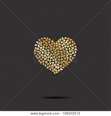 Butterflies from gold heart on black background. Vector illustration