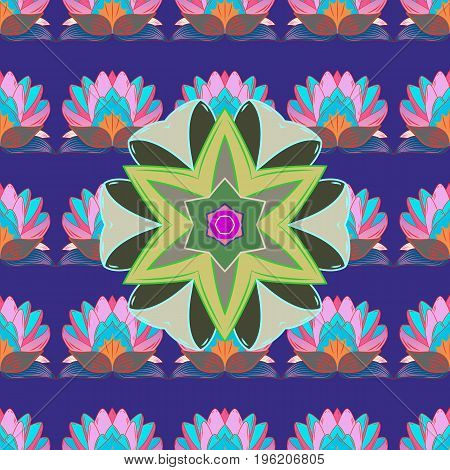 Background Texture Sketch Floral Theme In Colors. Abstract Ethnic Vector Seamless Pattern. Tribal Ar