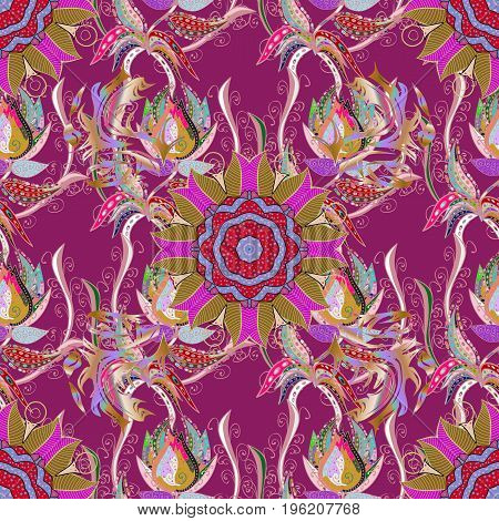 Floral seamless background for textile or book covers manufacturing sketchs print gift wrap and scrapbooking. Vector illustration. Simple cute pattern in small-scale flowers.