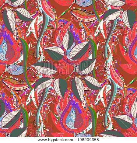 Vector Illustration. Simple Cute Pattern In Small-scale Leaves. Floral Seamless Background For Texti