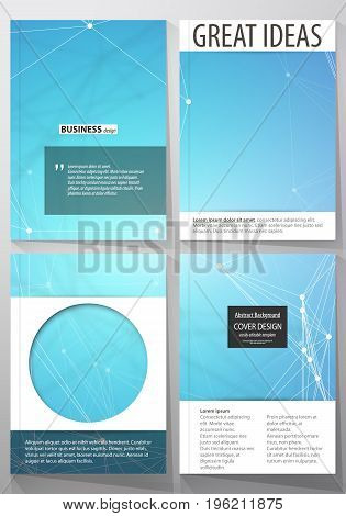 Business templates for brochure, magazine, flyer, booklet or annual report. Cover design template, easy editable vector, abstract flat layout in A4 size. Chemistry pattern, connecting lines and dots, molecule structure, medical DNA research. Medicine conc