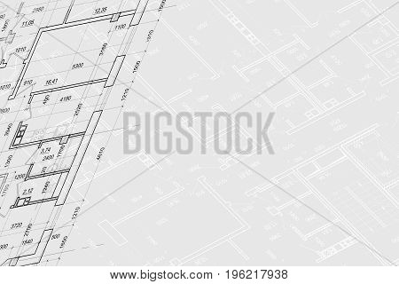 Part of abstract architectural project on the gray background