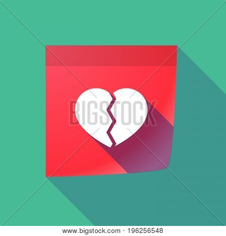 Long Shadow Paper Note With A Broken Heart