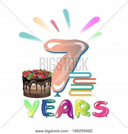 Happy seventh birthday anniversary. Vector illustration card