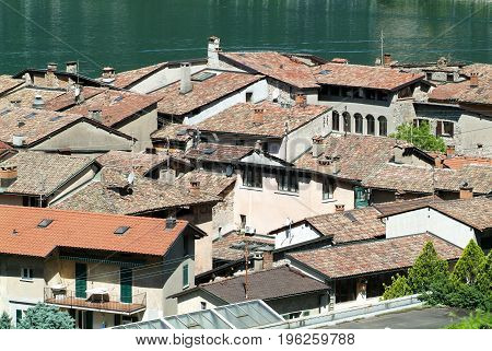The Village Of Bissone On Lake Lugano