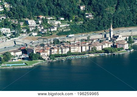 The Village Of Bissone On Lake Lugano