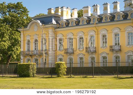 St. Petersburg, Russia - 28 June 2017: A Beautiful Building In The Park Of Peterhof In Petersburg.