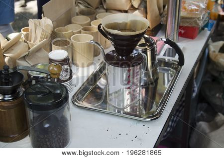 Thai People Use Drip Coffee Maker Or Dripper Made Hot Coffee For Sale
