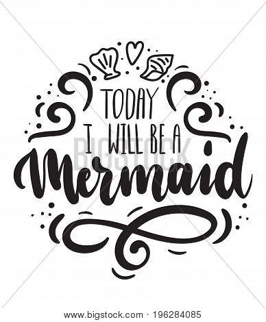 Today i will be a Mermaid card with hand drawn sea elements and lettering. Calligraphy summer quote with seashells, hearts and pearls. Summer print for invitations, posters, t-shirts, phone case etc.